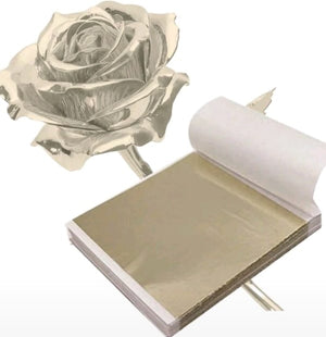 10 Sheets Non-toxic Champagne Silver Leaf 8.5x9.5cm