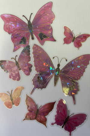 Pink Cake Topper Butterfly 12pc