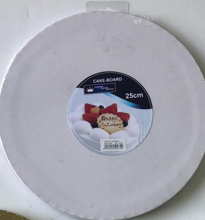 25cm Cake Board Thick Round White