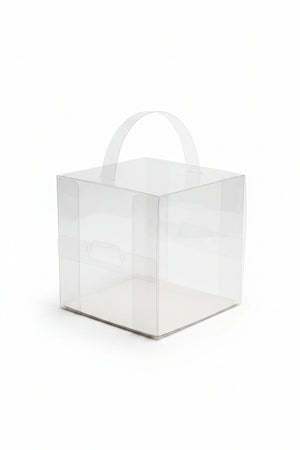 Clear Cake With Handle Box 15x15cm