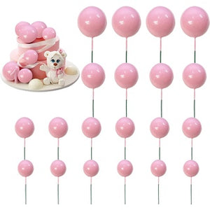 Cake Topper Polystyrene Faux Balls Pink 20pcs