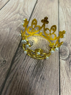 Tiara Perfect For Cake Topper Gold Pearl