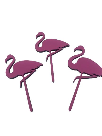 Wooden Topper Flamingo 3pcs