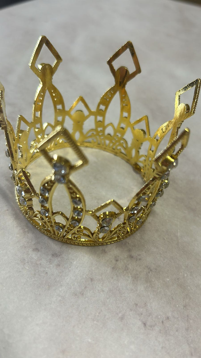 Diamante Tiara Perfect For Cake Topper Gold