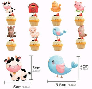 8pc Cardboard Cake Topper Farm