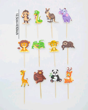 12pc Cardboard Cake Topper Wild Animal