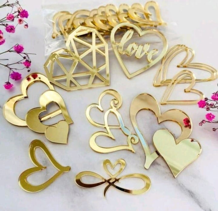 9pc Acrylic Cake Topper  Hearts