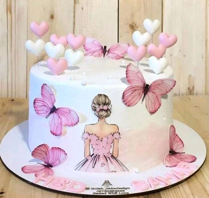 Cardboard Cake Topper Butterfly and Girl