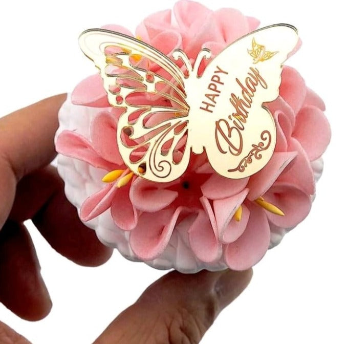 6pc Cupcake Topper Acrylic Happy Birthday Butterfly