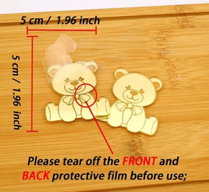 6pc Cupcake Topper Acrylic Teddy