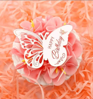 Cake Topper Acrylic Happy Birthday Butterfly Rose Gold