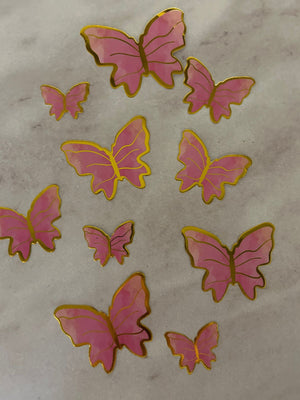 Cardboard Butterflies Cake Topper Pink