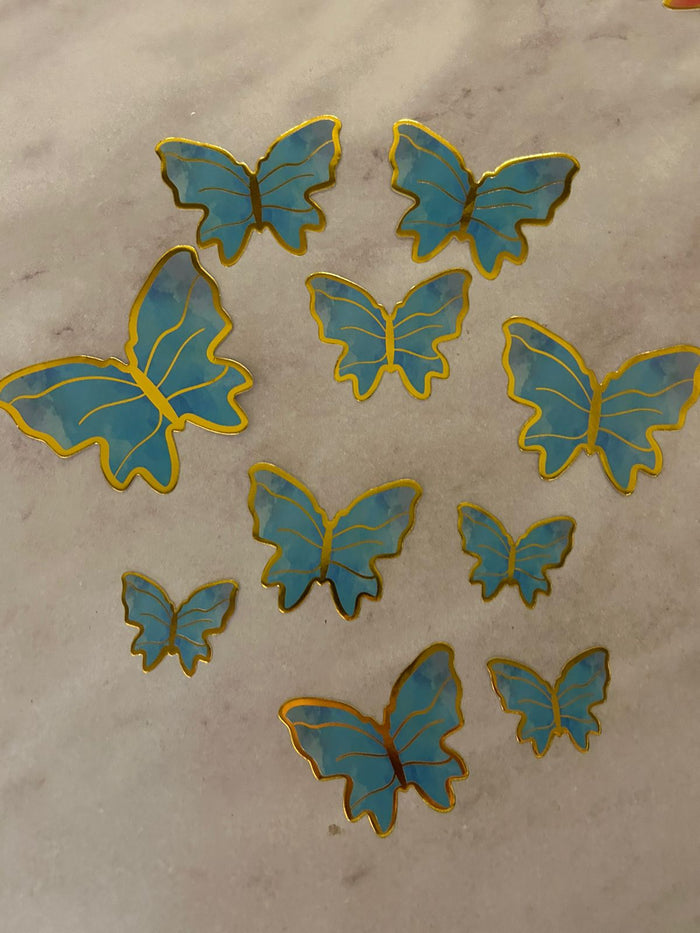 Cardboard Butterflies Cake Topper Blue