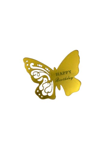 6pc Cupcake Topper Acrylic Disc Gold Butterfly