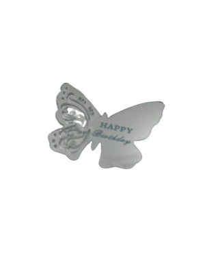 6pc Cupcake Topper Acrylic Disc Silver Butterfly