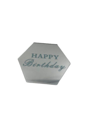 6pc Cupcake Topper Acrylic Disc Silver Hexagon