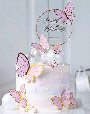 Cardboard Butterflies Cake Topper Pink