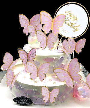 Cardboard Butterflies Cake Topper Pink