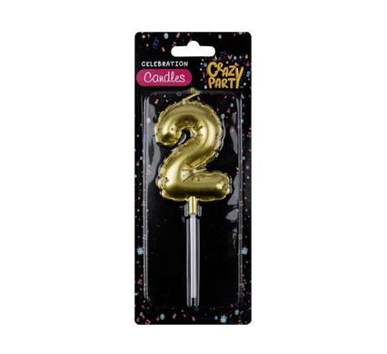 Nr2 Birthday Balloon Candle Gold