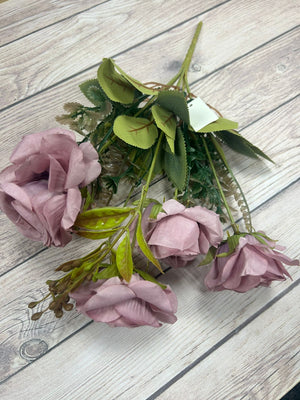 Artificial Flower Rose Bunch Dusty Pink