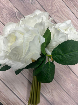 Artificial Flower Rose Bunch White