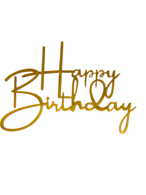 Nr426 Acrylic Cake Topper Side  Happy Birthday Gold
