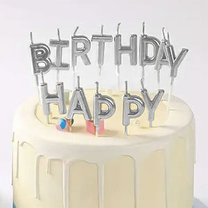 Happy Birthday Candle Silver