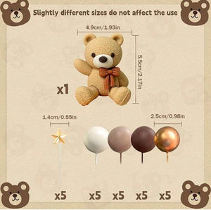 Caketopper Teddy Bear Star Faux Balls