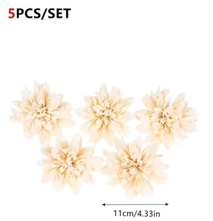 5pc Cake Topper Artificial Dahlia Chryssanthemum Champagne