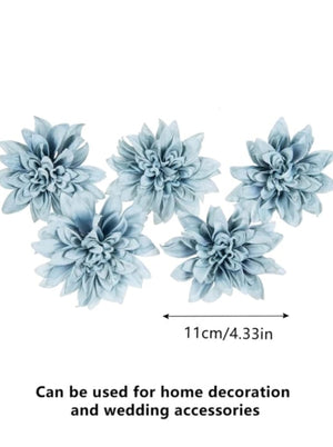 5pc Cake Topper Artificial Dahlia Chrysanthemum Blue