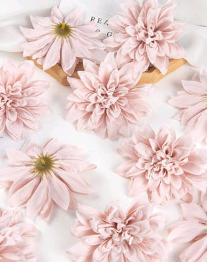 5pc Cake Topper Artificial Dahlia Chrysanthemum Dusty Pink