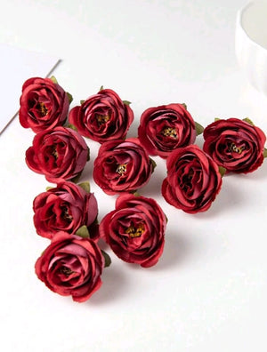 10pc Cake Topper Artificial Rose Red