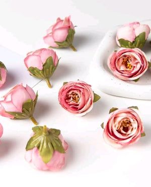 10pc Cake Topper Artificial Rose Pink
