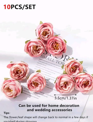 10pc Cake Topper Artificial Rose Pink