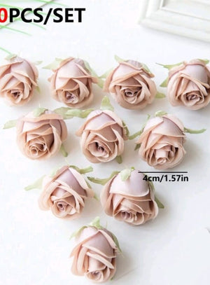 10pc Cake Topper Artificial Rose Head