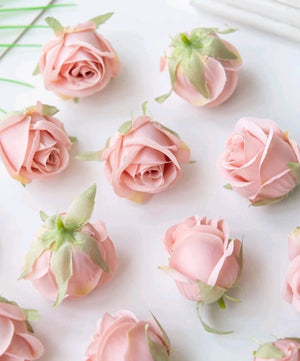 10pc Cake Topper Artificial Flower Rose Dusty Pink