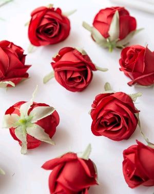 10pc Cake Topper Artificial Flower Rose Red