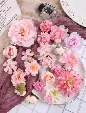 21pc Cake Topper Artificial Flower Pink