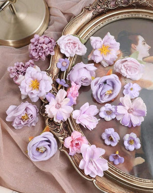 24pc Cake Topper Artificial Flower Purple