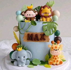 9pc Cake Topper Wild One Jungle Animal