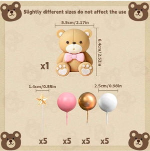 21pc Cake Topper Bear Stars and Faux Ball Blue Set