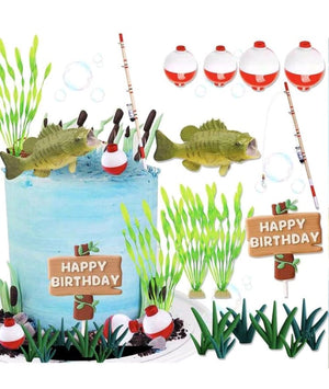 Fishing Plastic Cake Topper Set