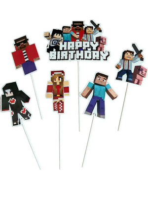 Cardboard Cake Topper Happy Birthday Minecraft