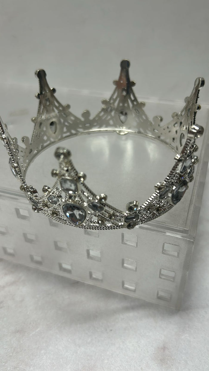 Diamante Tiara Cake Topper Silver