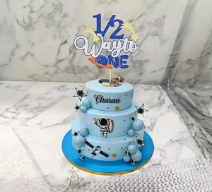 1/2 Half Way To One Space Cardboard Cake Topper