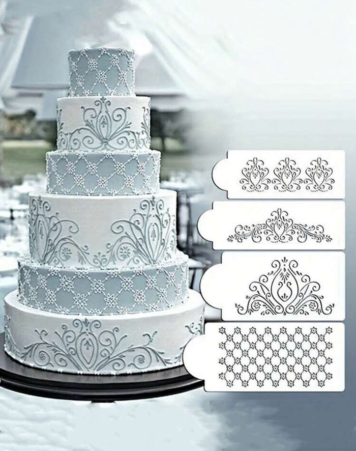 4pc Cake Decorating Stencil Border