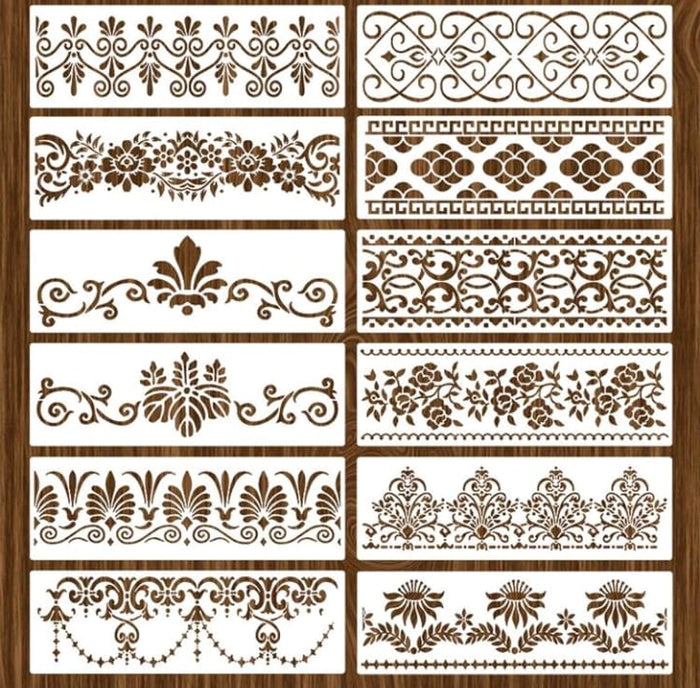 12pc Cake Decorating Stencil Border