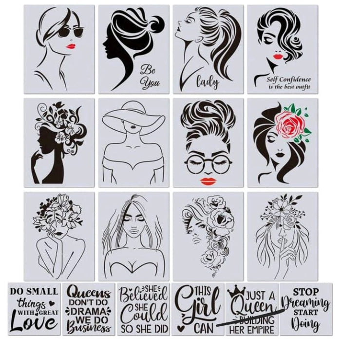 18pc Cake Decorating Stencil Beauty Lady