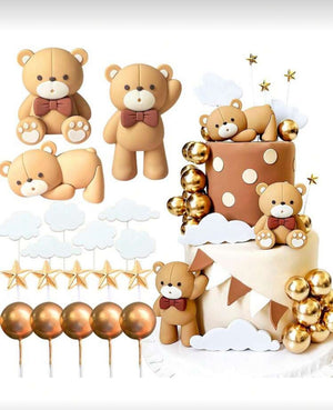 19pc Cake Topper Figurine Teddy Bear Clouds