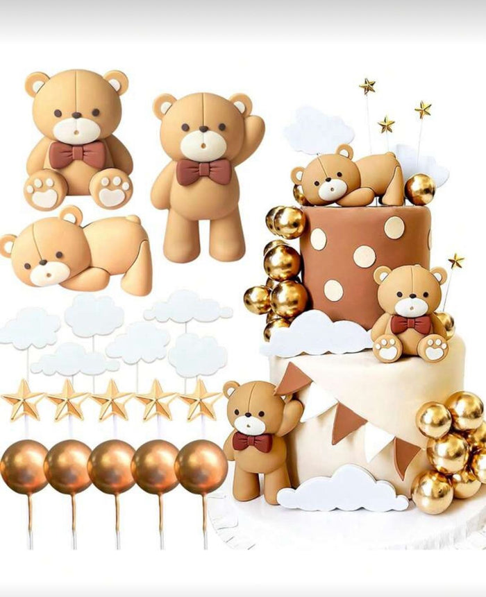19pc Cake Topper Figurine Teddy Bear Clouds